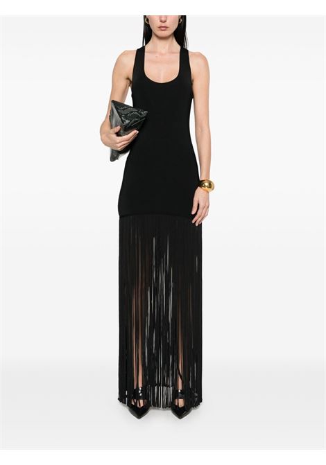 Abito midi con frange in nero David koma - donna DAVID KOMA | RE25DKKN01DBLK